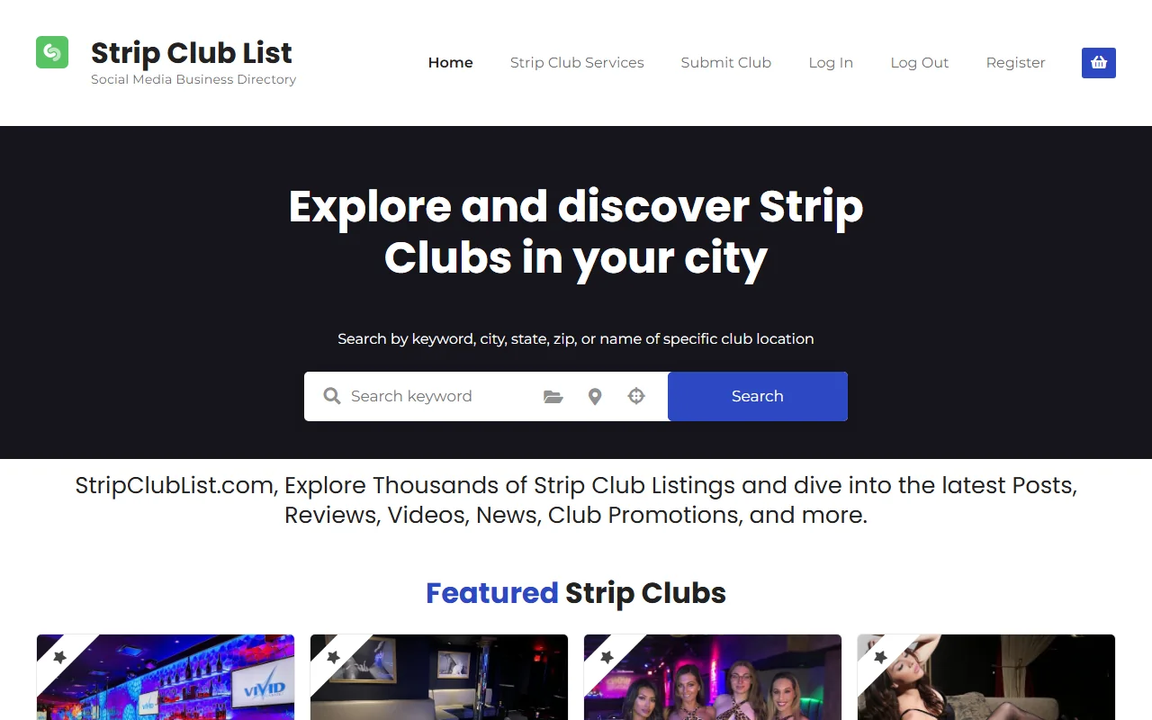 Screenshot of Stripclublist